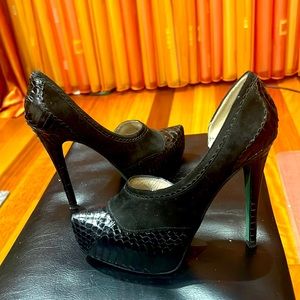LISA for DONALD J PLINER Suede Snakeskin ADORA Spike HEEL Platform Stiletto PUMP